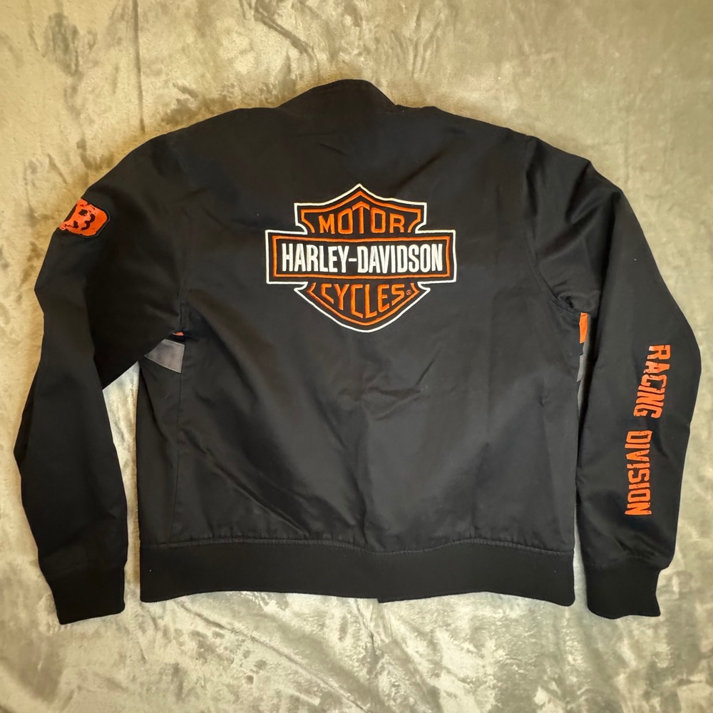 Harley-Davidson Womans Racing Division Jacket Bomber Size S Black Orange Rare - Picture 3 of 16